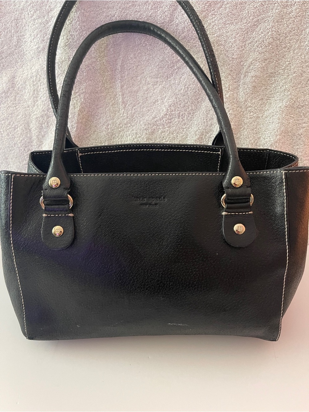 Vintage kate spade Black Leather Double-Handle Shoulder Bag